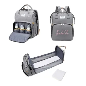 Personalized 3 in 1 Diaper Bag Backpack with Changing Station Multifunction Large Baby Diaper Bags for Boys & Girls Portable, Custom Lightweight Changing Bag Newborn Baby Essential Gifts (Light Blue)