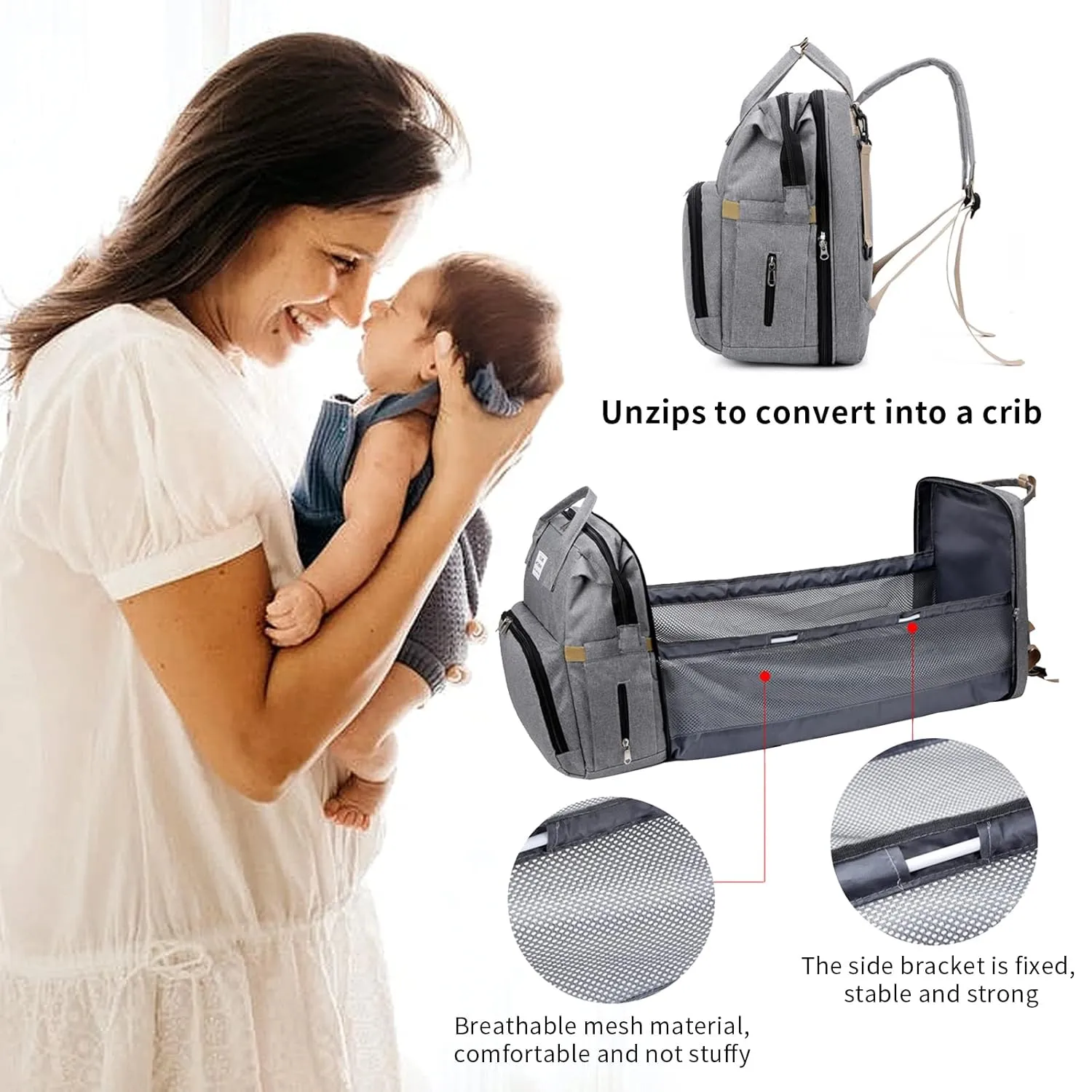 Personalized 3 in 1 Diaper Bag Backpack with Changing Station Multifunction Large Baby Diaper Bags for Boys & Girls Portable, Custom Lightweight Changing Bag Newborn Baby Essential Gifts (Light Blue)