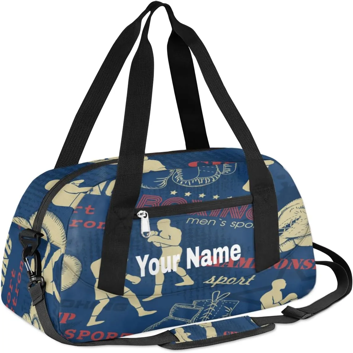Personalized Boxing Sport Sport Duffel Bag Custom Name Kids Gym Bags Carry On Travel Bag Weekender Overnight Bag for Boys Girls Teens