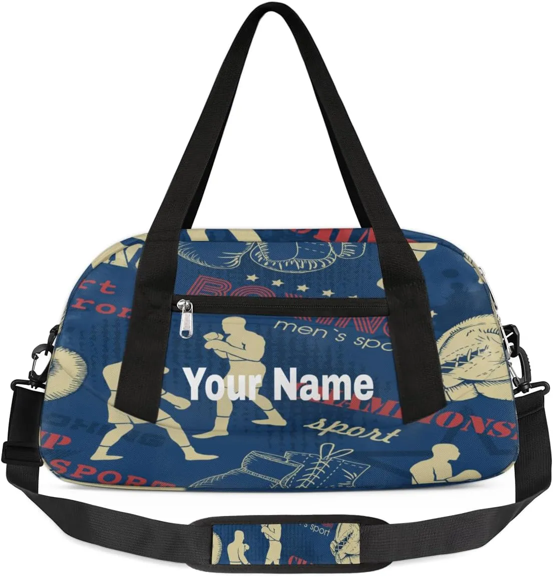 Personalized Boxing Sport Sport Duffel Bag Custom Name Kids Gym Bags Carry On Travel Bag Weekender Overnight Bag for Boys Girls Teens
