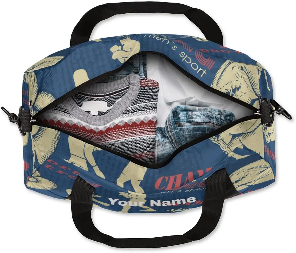 Personalized Boxing Sport Sport Duffel Bag Custom Name Kids Gym Bags Carry On Travel Bag Weekender Overnight Bag for Boys Girls Teens