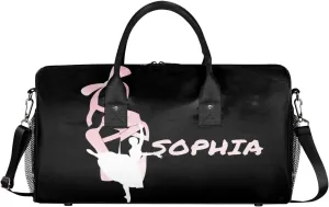 Personalized Dance Bag with Name, Custom Ballet Duffle Bag for Women, Gym Travel Bag Carry On Tote Weekender Overnight Bags Black Background