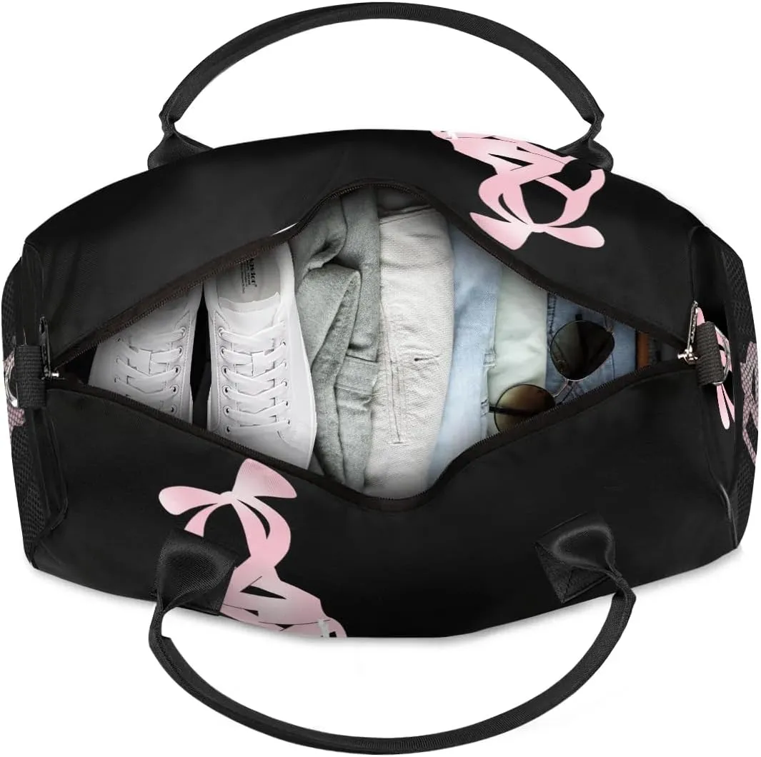 Personalized Dance Bag with Name, Custom Ballet Duffle Bag for Women, Gym Travel Bag Carry On Tote Weekender Overnight Bags Black Background