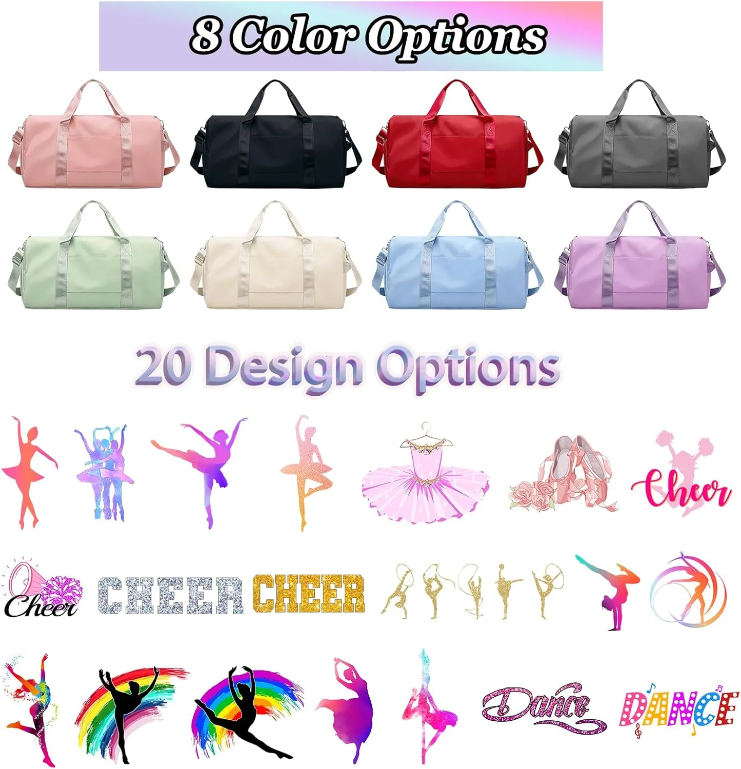 Personalized Dance Duffle Bag Printed Name Text Photo for Women Girls Custom Sport Gym Travel Bags Customized Dry Wet Separated Overnight Weekender Waterproof Bag Gift-Beige