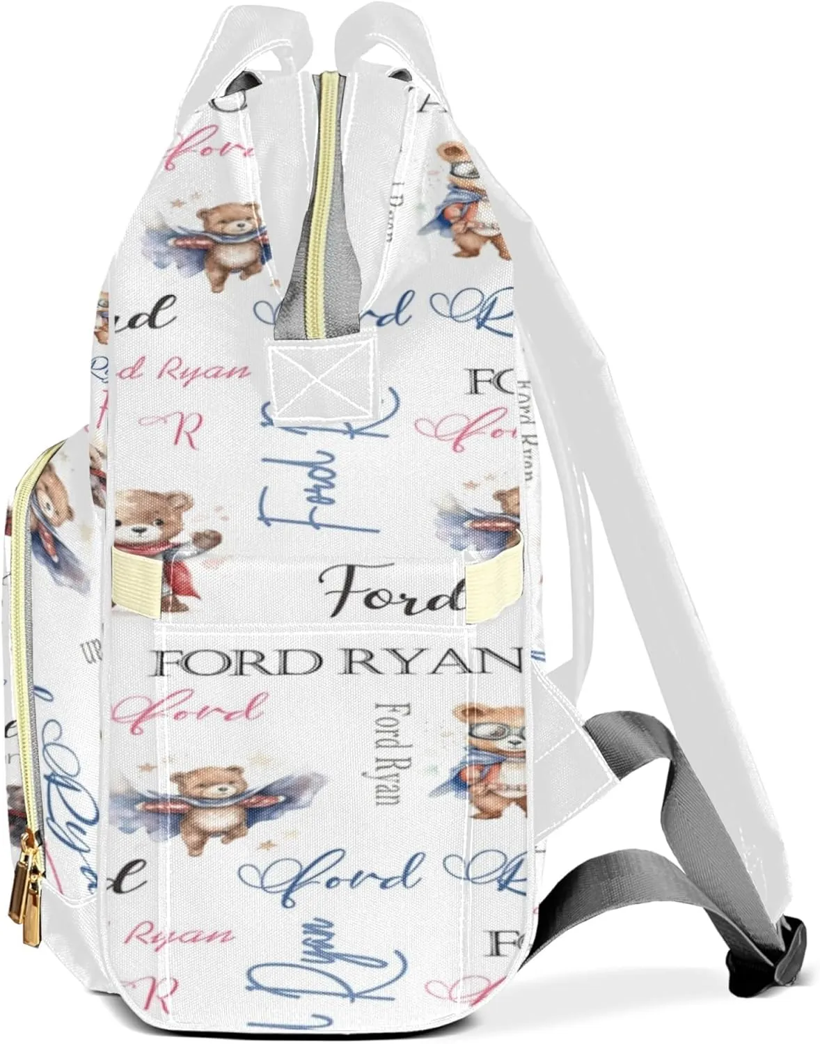 Personalized Diaper Backpack with Name, Custom Bear Baby Backpack Diaper Bag, Boy Girl Multifunctional Mommy Bag