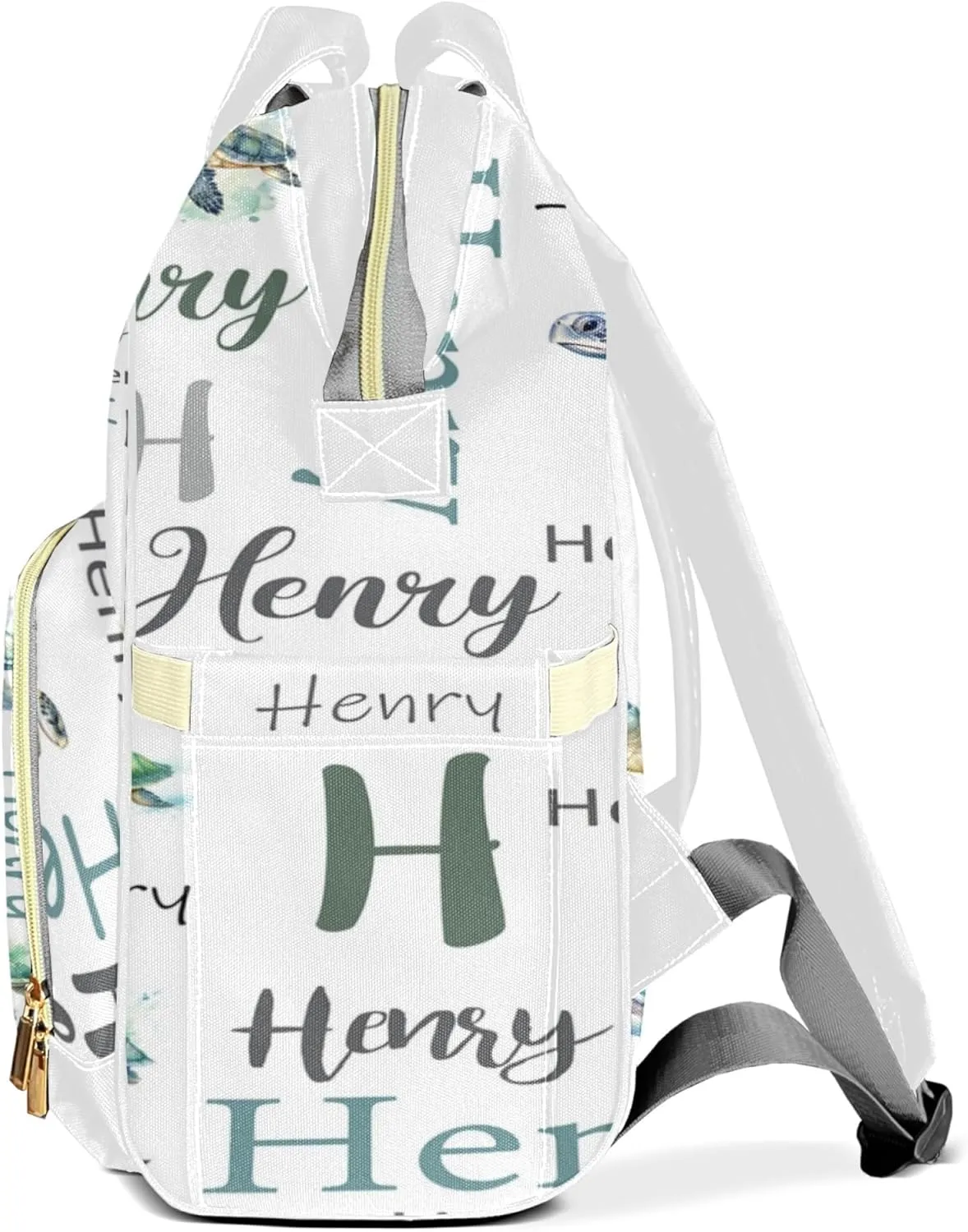 Personalized Diaper Backpack with Name, Custom Sea Turtle Baby Backpack Diaper Bag, Boy Girl Multifunctional Mommy Bag