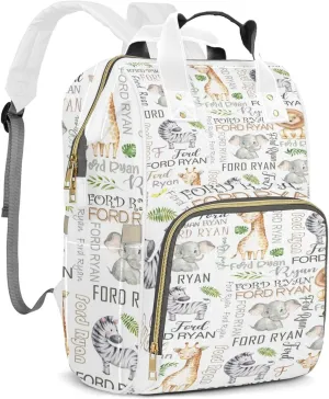 Personalized Diaper Backpack with Name, Custom Woodland Baby Backpack Diaper Bag, Boy Girl Multifunctional Mommy Bag