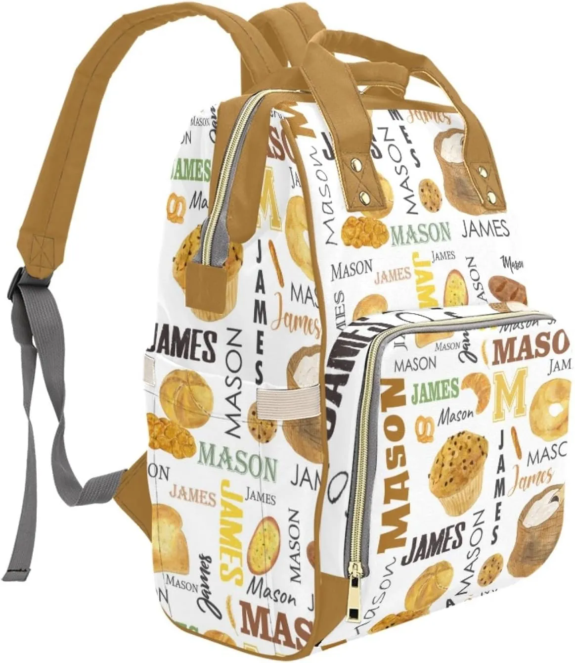 Personalized Diaper Bag Backpack for Women, Custom Name Nursing Mommy Daypack, Diaper Bag for Girls Boys, New Mom Gifts (Cake)