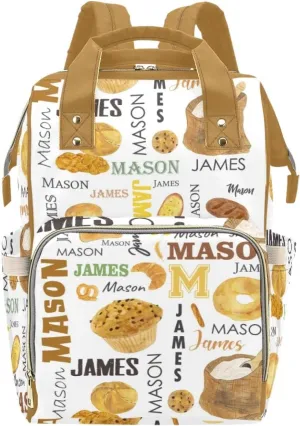 Personalized Diaper Bag Backpack for Women, Custom Name Nursing Mommy Daypack, Diaper Bag for Girls Boys, New Mom Gifts (Cake)