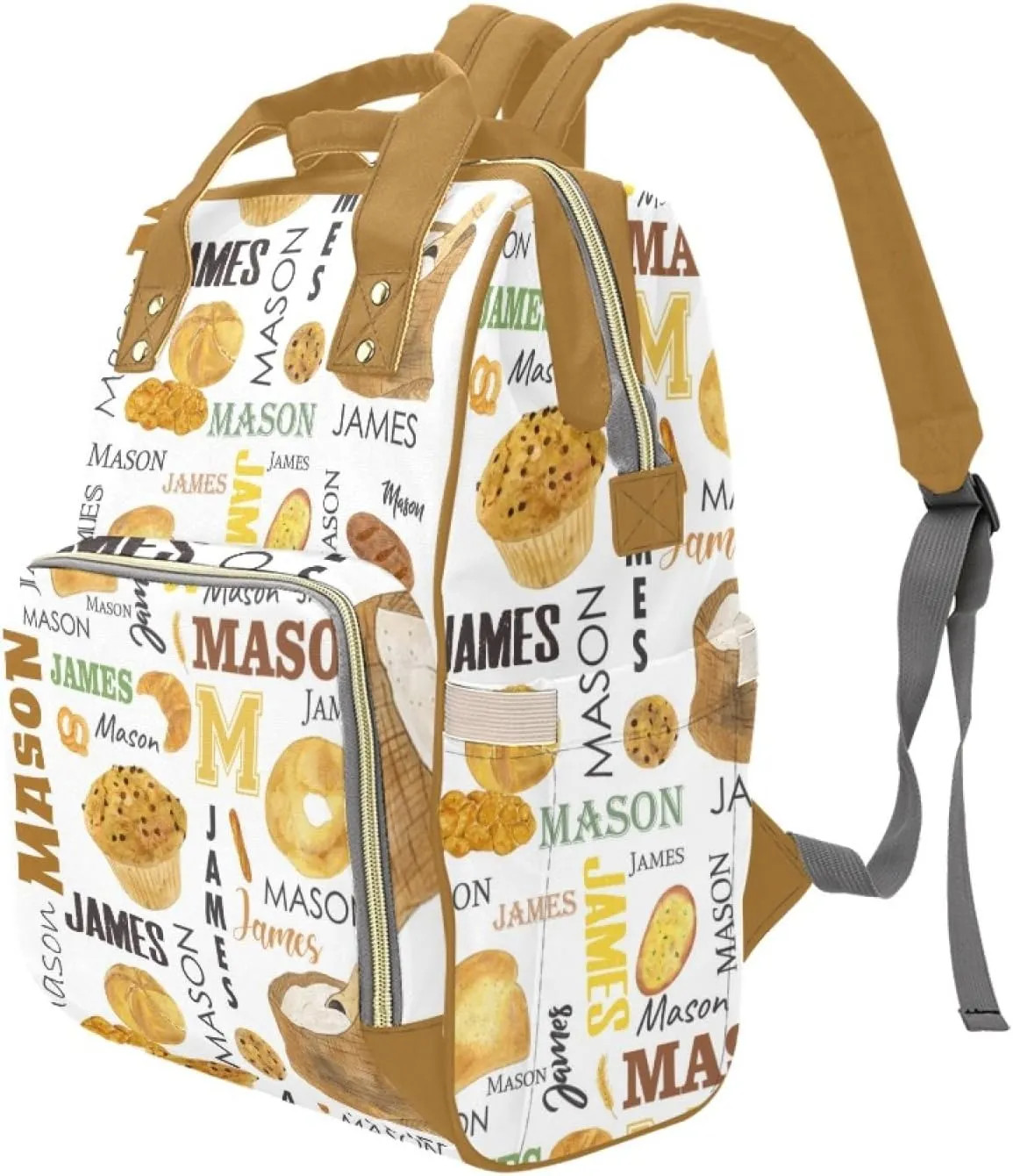 Personalized Diaper Bag Backpack for Women, Custom Name Nursing Mommy Daypack, Diaper Bag for Girls Boys, New Mom Gifts (Cake)