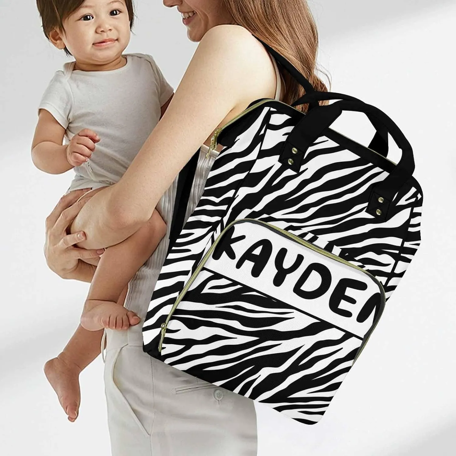 Personalized Diaper Bag Backpack with Name, Streak Custom Monogram Backpack Travel Outdoor Mommy Baby Bag, Customized Gift for Newborn Baby Boys & Girls Father's Day Mother's Day Christmas Birthday