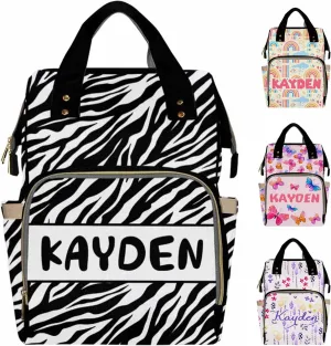 Personalized Diaper Bag Backpack with Name, Streak Custom Monogram Backpack Travel Outdoor Mommy Baby Bag, Customized Gift for Newborn Baby Boys & Girls Father's Day Mother's Day Christmas Birthday