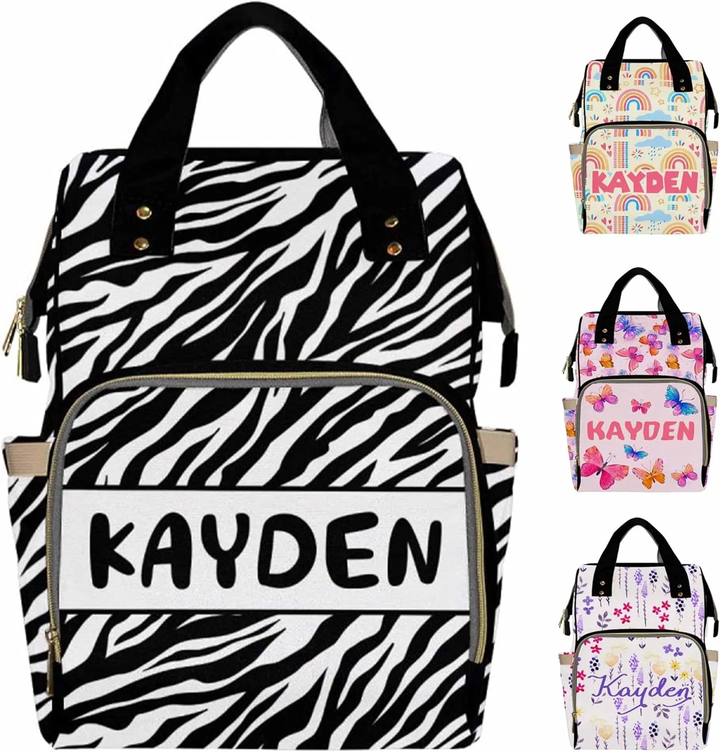 Personalized Diaper Bag Backpack with Name, Streak Custom Monogram Backpack Travel Outdoor Mommy Baby Bag, Customized Gift for Newborn Baby Boys & Girls Father's Day Mother's Day Christmas Birthday