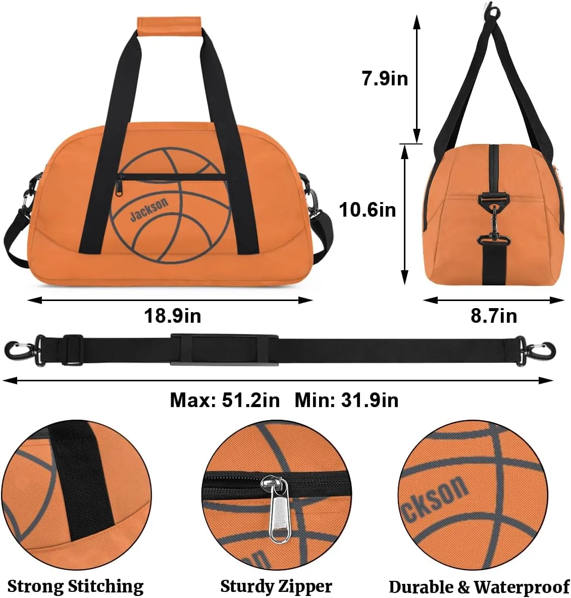 Personalized Kids Gym Bag Basketball Print Sport Custom Name Sport Duffel Bag for Teens Boys Large Practice Workout Bags Travel Duffel Bag
