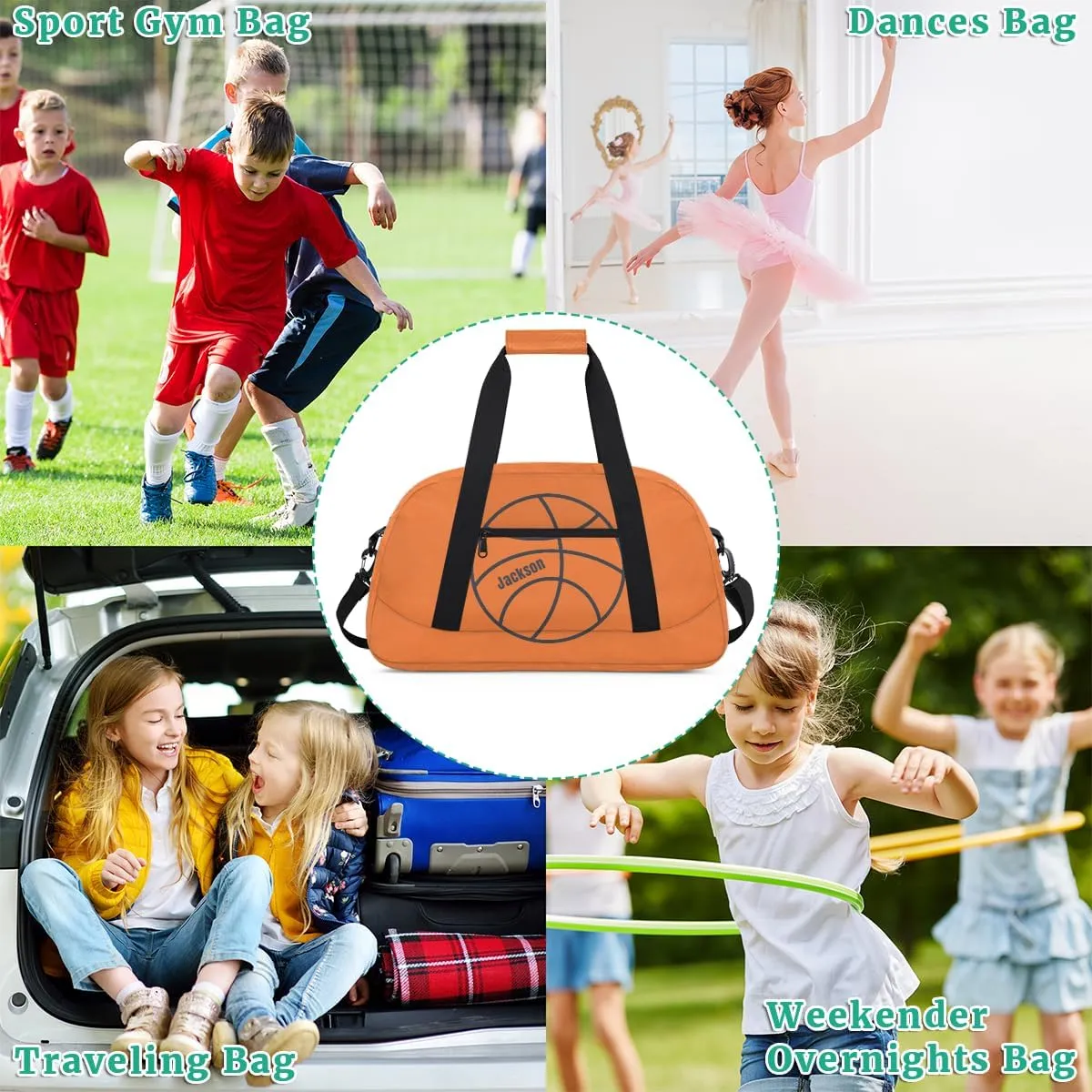 Personalized Kids Gym Bag Basketball Print Sport Custom Name Sport Duffel Bag for Teens Boys Large Practice Workout Bags Travel Duffel Bag