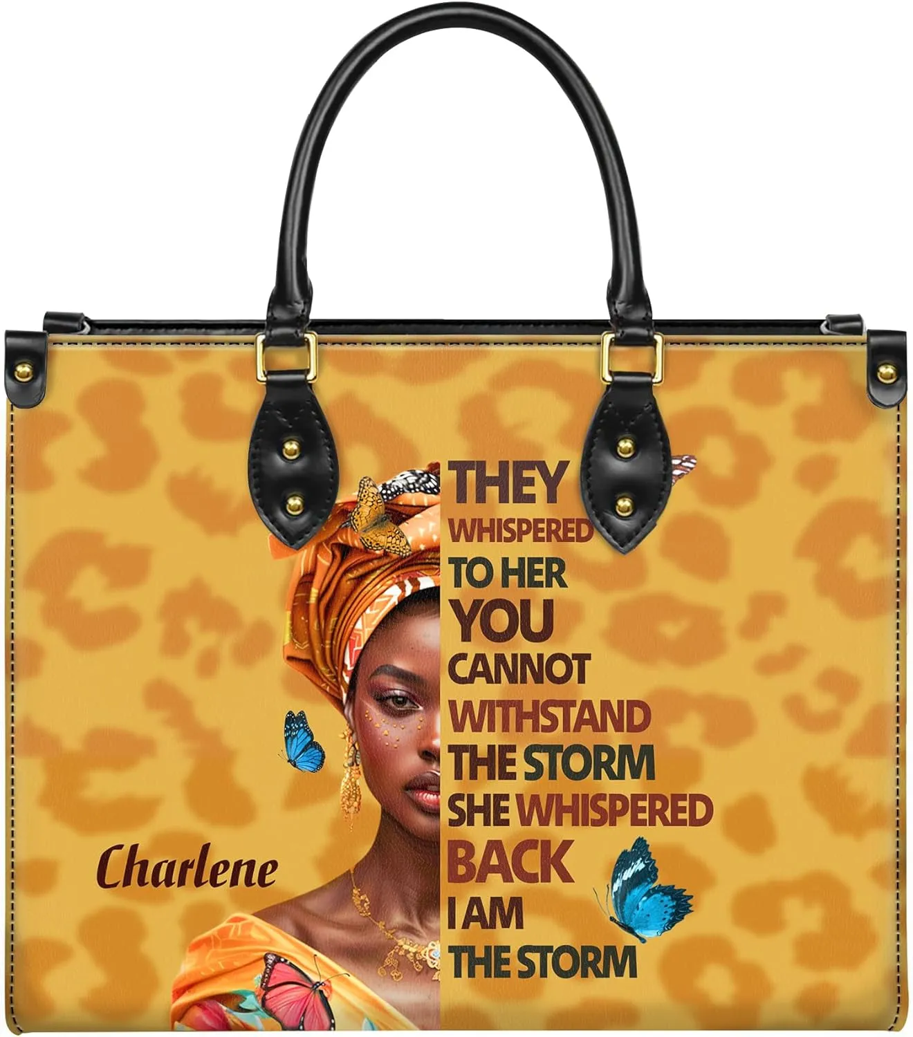 Personalized Leather Handbag with Zipper for African American Woman, Custom Purses Gift For Black Women, Mother's Day Gift