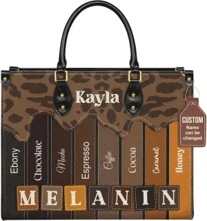 Personalized Leather Handbag with Zipper for African American Woman, Custom Purses Gift For Black Women, Mother's Day Gift