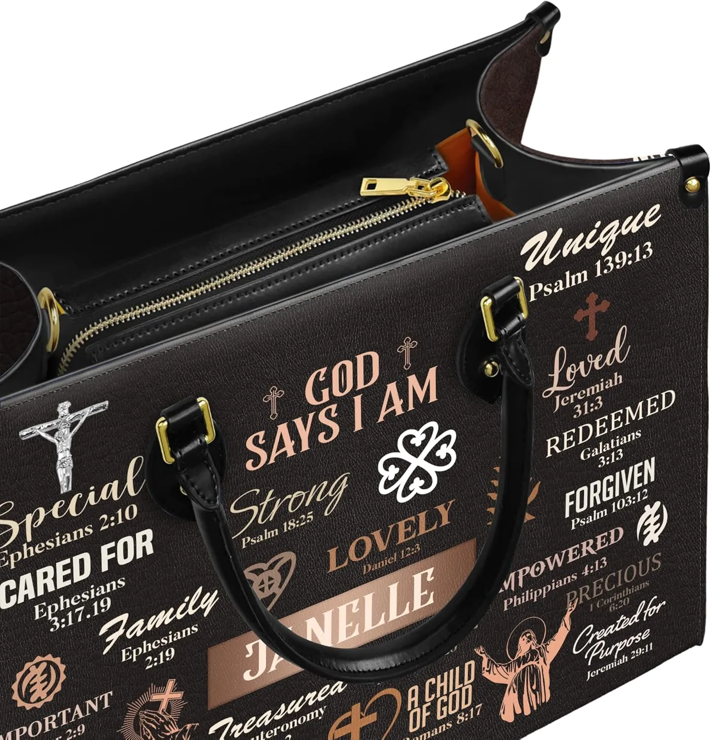 Personalized Leather Handbag with Zipper for African American Woman, Custom Purses Gift For Black Women, Mother's Day Gift