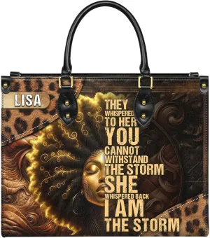 Personalized Leather Handbag with Zipper for African American Woman, Custom Purses Gift For Black Women, Mother's Day Gift