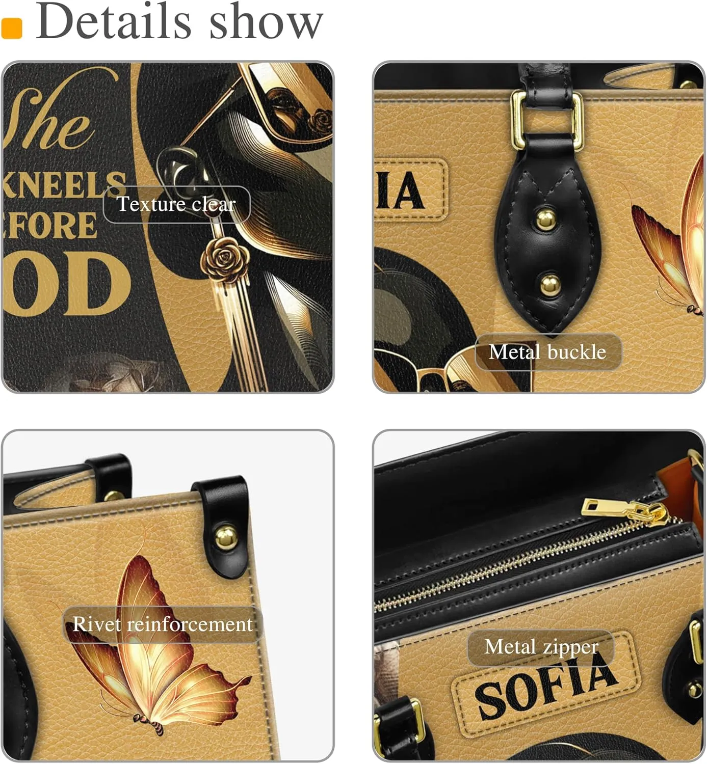 Personalized Leather Handbag with Zipper for African American Woman, Custom Purses Gift For Black Women, Mother's Day Gift