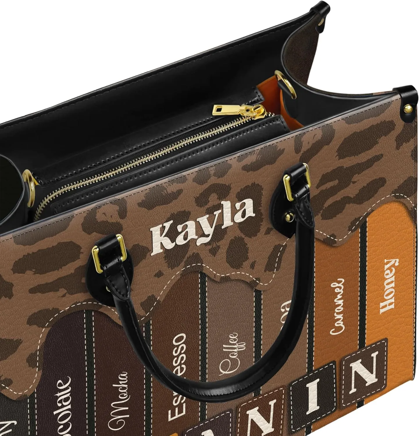 Personalized Leather Handbag with Zipper for African American Woman, Custom Purses Gift For Black Women, Mother's Day Gift