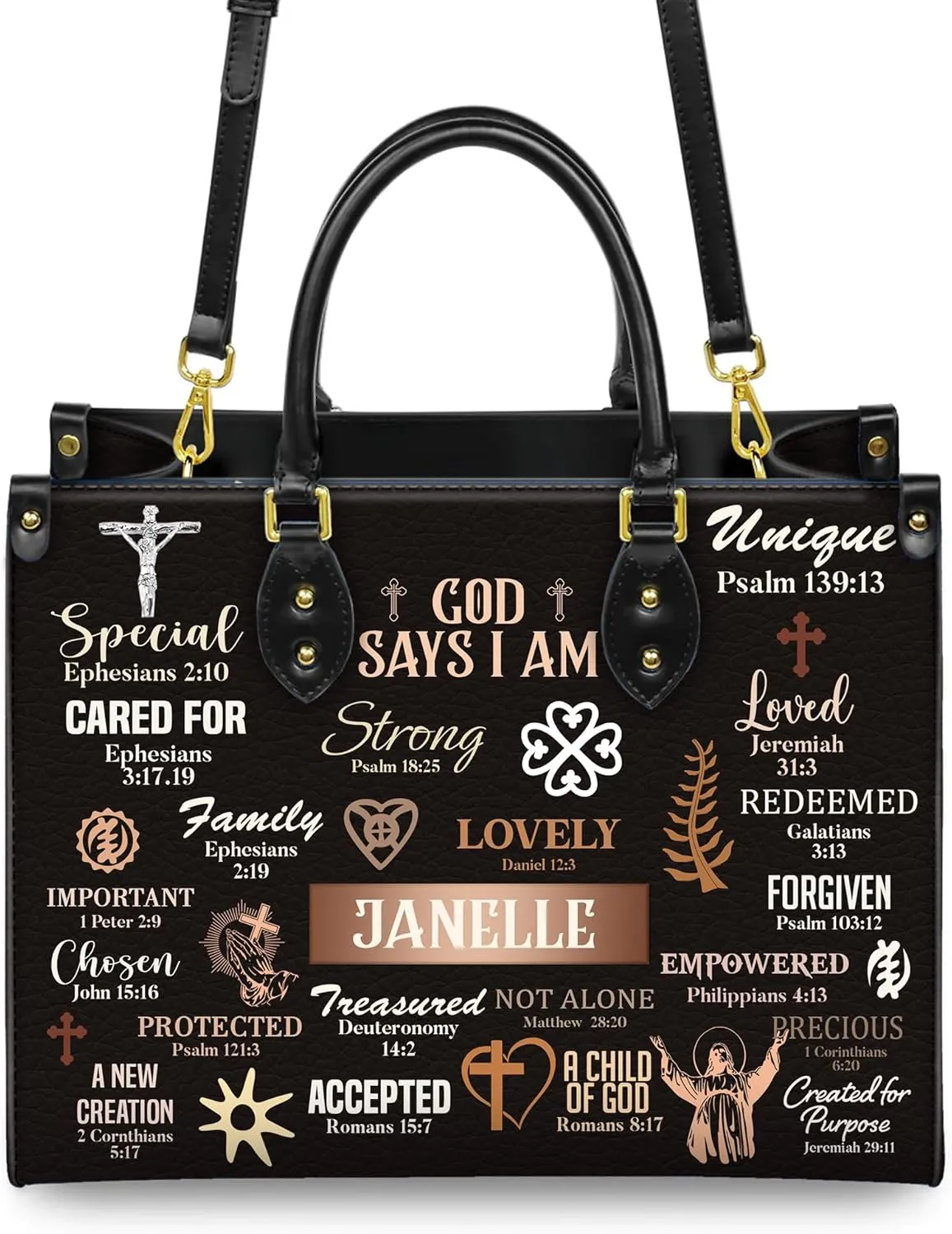Personalized Leather Handbag with Zipper for African American Woman, Custom Purses Gift For Black Women, Mother's Day Gift
