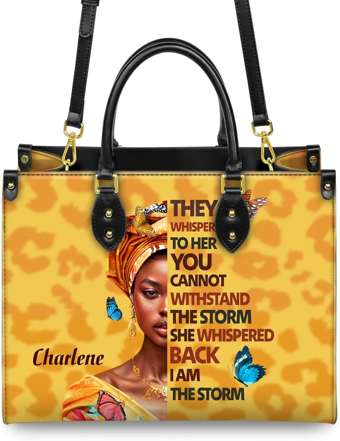 Personalized Leather Handbag with Zipper for African American Woman, Custom Purses Gift For Black Women, Mother's Day Gift