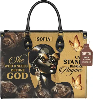 Personalized Leather Handbag with Zipper for African American Woman, Custom Purses Gift For Black Women, Mother's Day Gift