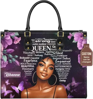 Personalized Leather Handbag with Zipper for African American Woman, Custom Purses Gift For Black Women, Mother's Day Gift
