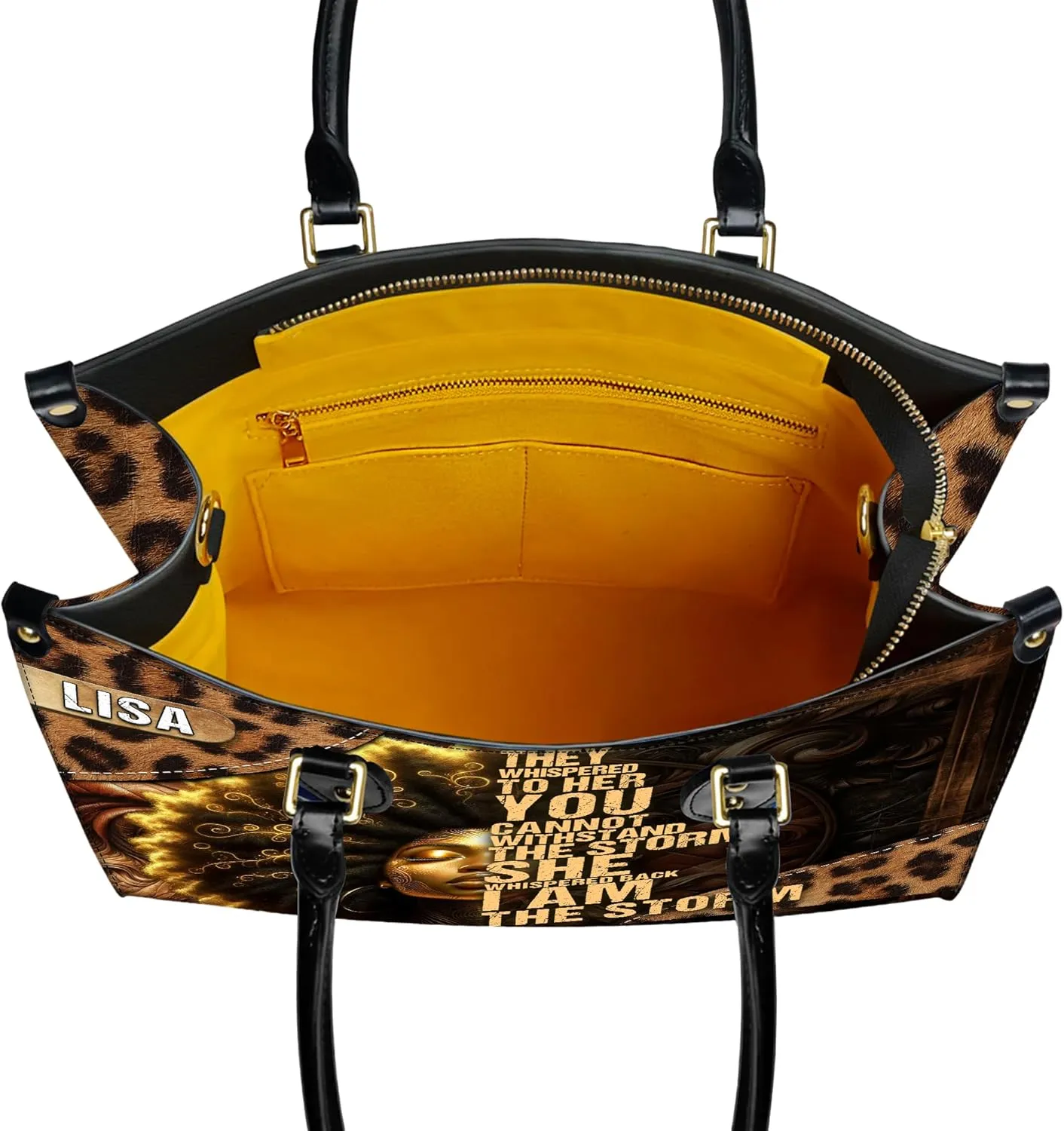 Personalized Leather Handbag with Zipper for African American Woman, Custom Purses Gift For Black Women, Mother's Day Gift