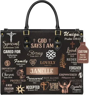 Personalized Leather Handbag with Zipper for African American Woman, Custom Purses Gift For Black Women, Mother's Day Gift