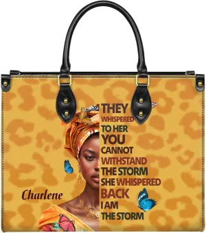 Personalized Leather Handbag with Zipper for African American Woman, Custom Purses Gift For Black Women, Mother's Day Gift