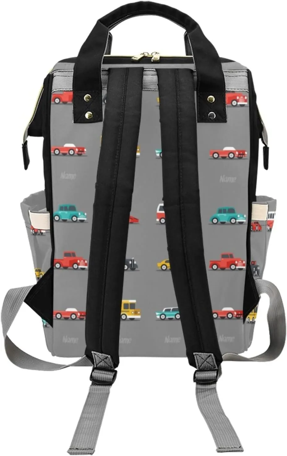 Personalized Name Diaper Bag for Boys Baby, Customized Large Capacity Diaper Backpack with Name, Custom Cartoon Car Waterproof Boys Baby Bag Backpack Nappy Bag