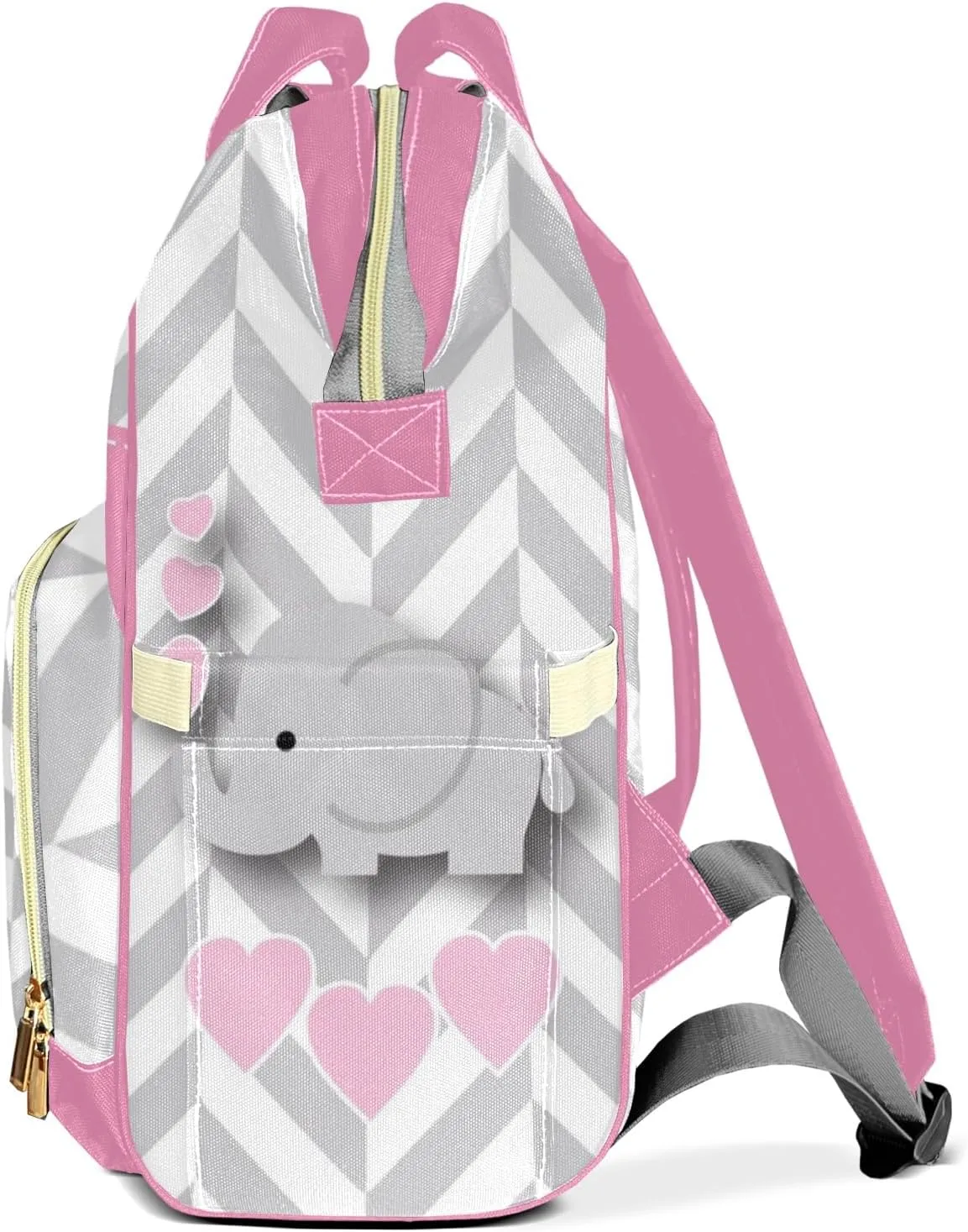 Personalized Pink Elephant Chevron Diaper Bags Backpack with Name Mummy Nursing Bags Gifts for Mom Dad