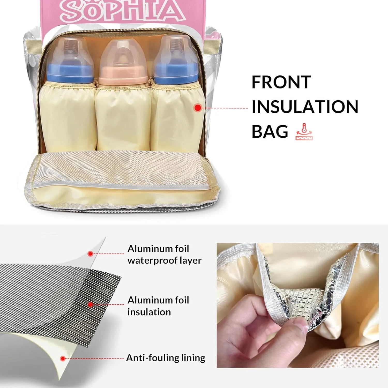 Personalized Pink Elephant Chevron Diaper Bags Backpack with Name Mummy Nursing Bags Gifts for Mom Dad