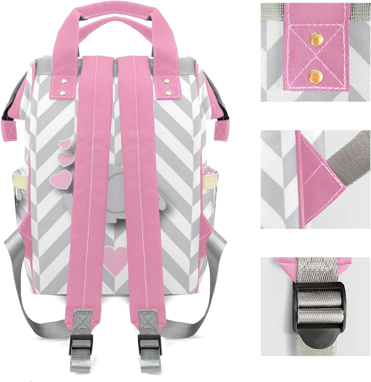 Personalized Pink Elephant Chevron Diaper Bags Backpack with Name Mummy Nursing Bags Gifts for Mom Dad