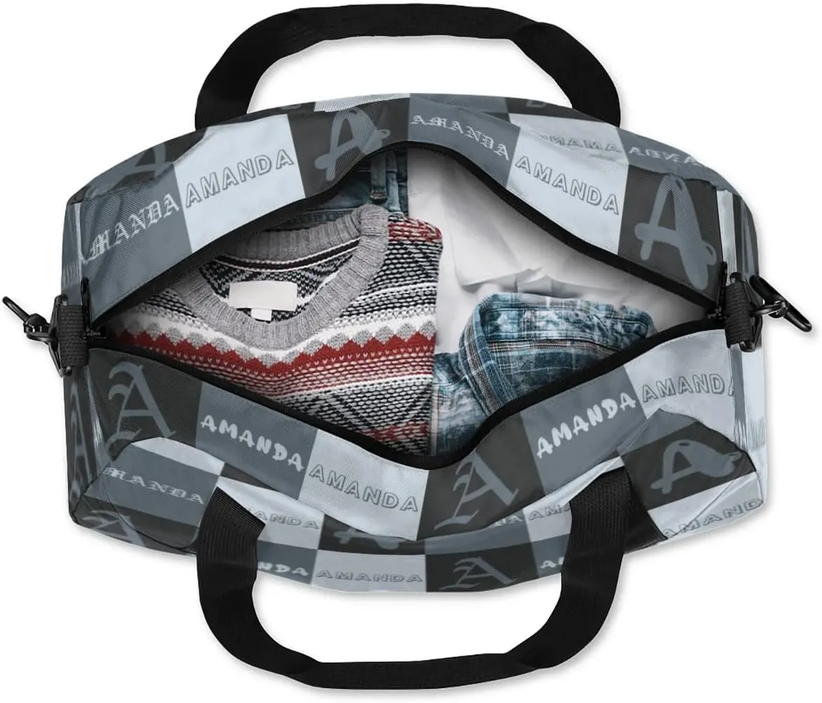 Personalized Sport Dance Bag Custom Boys Gym Bag Girls Ballet Dance Bag Customize Travel Duffle Bag with Name Overnight Weekender Bags (Black Grey)