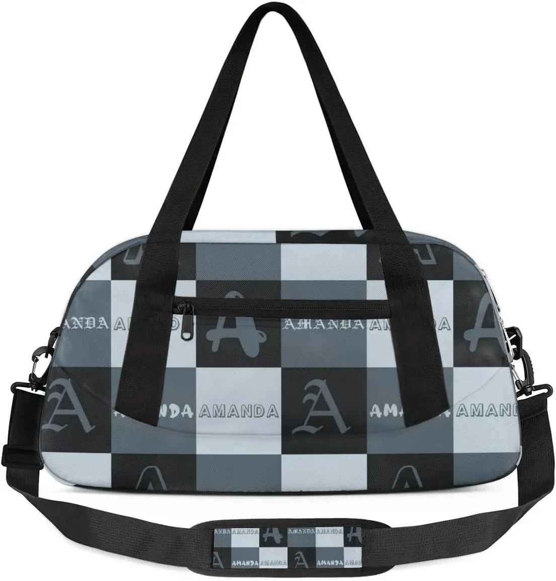 Personalized Sport Dance Bag Custom Boys Gym Bag Girls Ballet Dance Bag Customize Travel Duffle Bag with Name Overnight Weekender Bags (Black Grey)