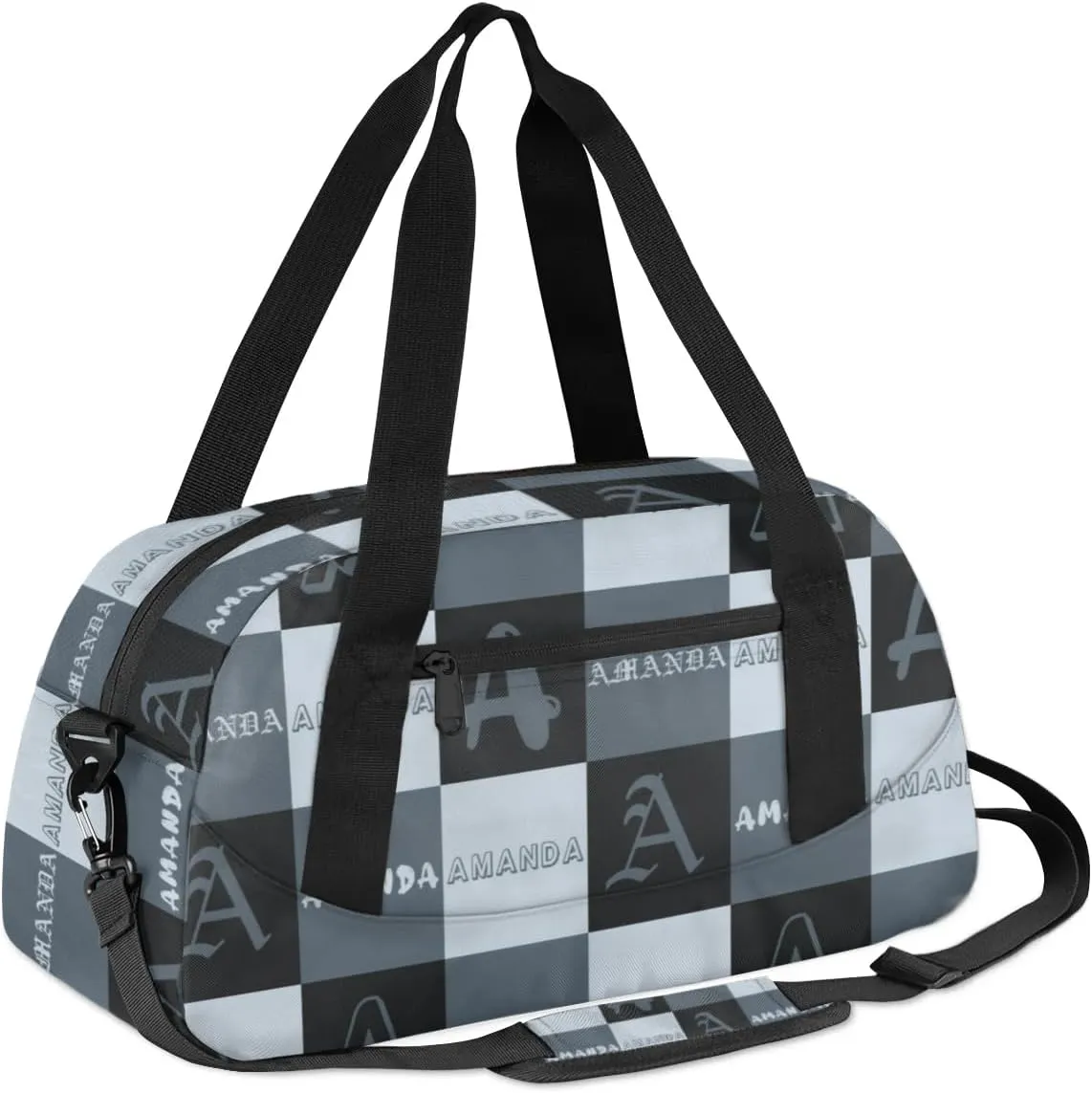 Personalized Sport Dance Bag Custom Boys Gym Bag Girls Ballet Dance Bag Customize Travel Duffle Bag with Name Overnight Weekender Bags (Black Grey)