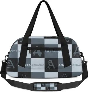 Personalized Sport Dance Bag Custom Boys Gym Bag Girls Ballet Dance Bag Customize Travel Duffle Bag with Name Overnight Weekender Bags (Black Grey)