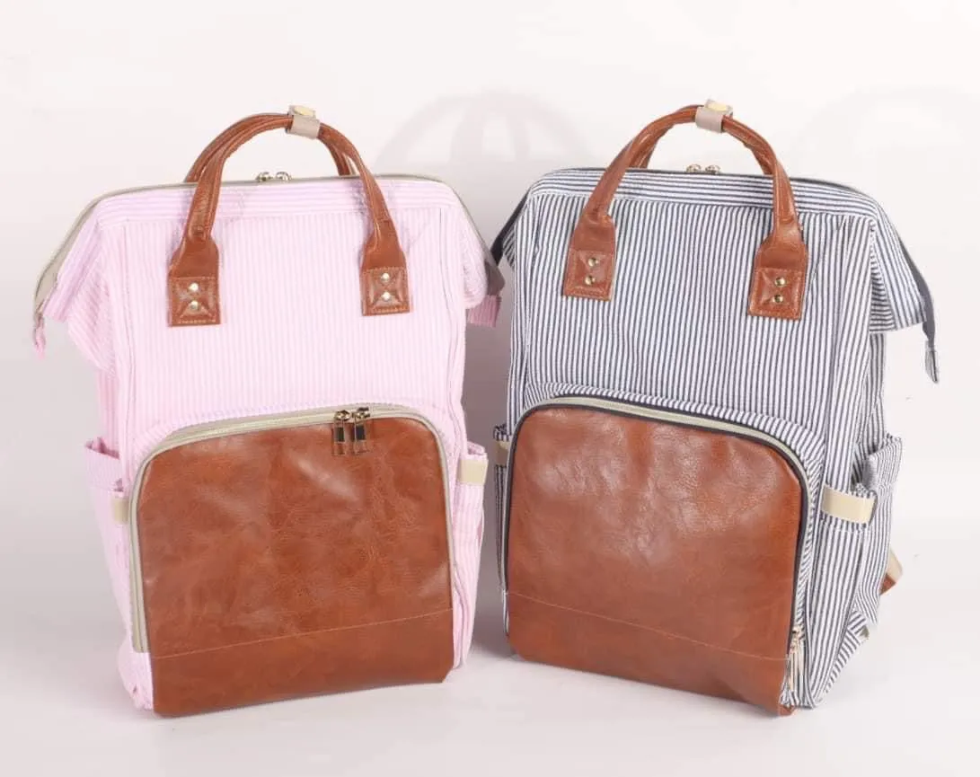 Personlized Seersucker Diaper Bags, Insulated, Baby Gift