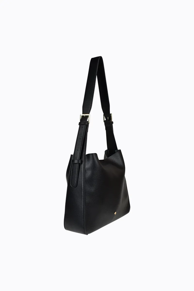 PETA   JAIN - Otto Slouch Bag in Black Grain/Gold