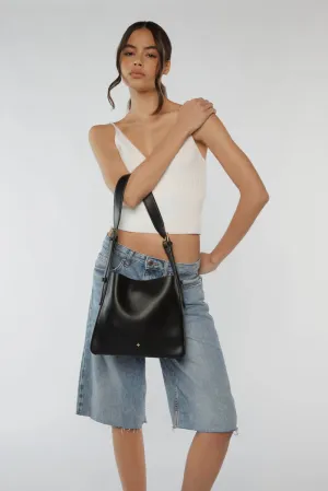 PETA   JAIN - Otto Slouch Bag in Black Grain/Gold