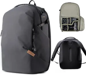 PGYTECH OneGo Lite Camera Backpack Water-Resistant DSLR/Mirrorless Bag for Sony/Canon/Fujifilm, Drone Backpack, Tripod Mount Travel & Weekend Photography Pack for 16" Laptop (Matte Black, 22L)