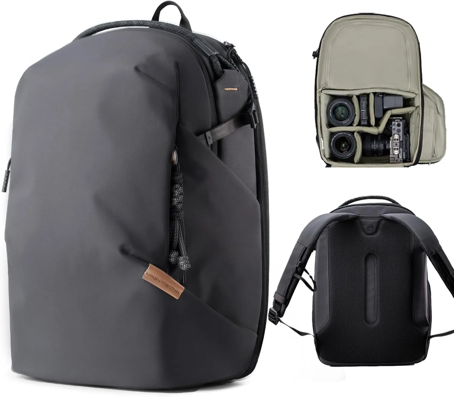 PGYTECH OneGo Lite Camera Backpack Water-Resistant DSLR/Mirrorless Bag for Sony/Canon/Fujifilm, Drone Backpack, Tripod Mount Travel & Weekend Photography Pack for 16" Laptop (Matte Black, 22L)