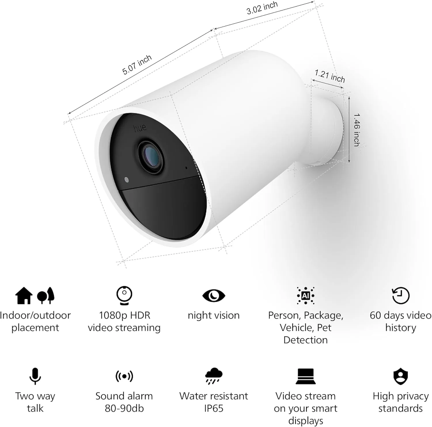 Philips Hue Secure Battery-Powered Smart Home Security Camera, White - 2 Pack - 1080P HD Video - Night Vision - Motion Detection - Two-Way Talk - Indoor/Outdoor - Weatherproof - Works with Hue App