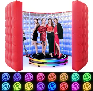 Photo Booth Inflatable Silver Reflective with LED 360 Photo Booth Inflatable Enclosure Suitable for Birthday Parties/Weddings/Mall Advertisements/Photography Props Etc（13.12FT）