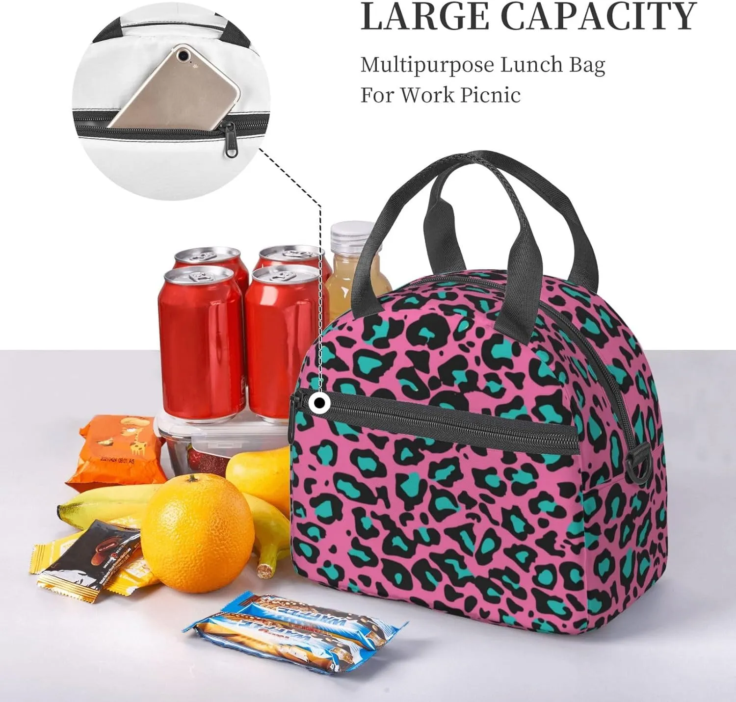 Physics,Insulated Reusable Lunch Bag with Adjustable Shoulder Strap for Adults,Physics Science Themed,Leakproof Office Picnic Hiking Beach Tote Bag,Blue White,9x5x7.8in