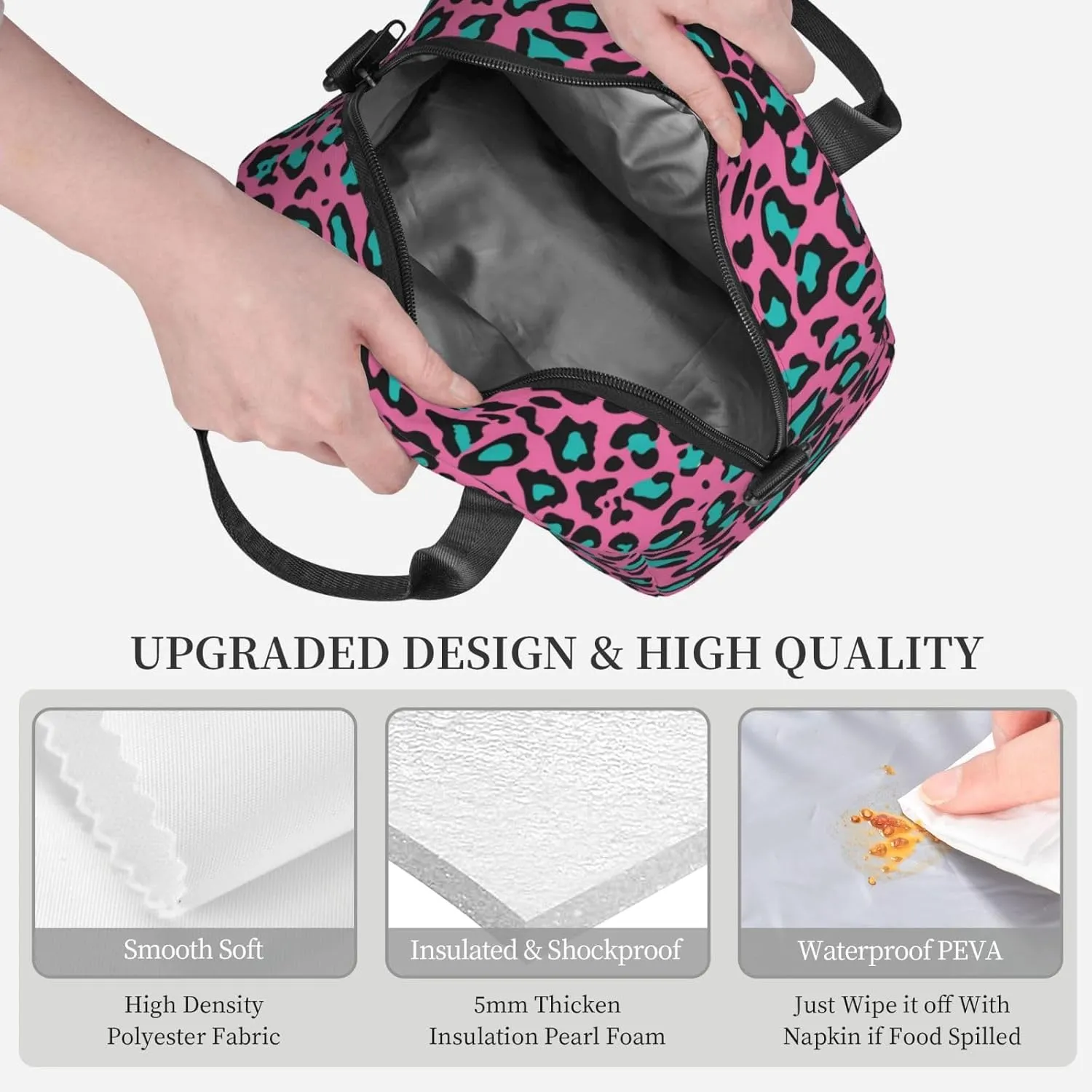 Physics,Insulated Reusable Lunch Bag with Adjustable Shoulder Strap for Adults,Physics Science Themed,Leakproof Office Picnic Hiking Beach Tote Bag,Blue White,9x5x7.8in