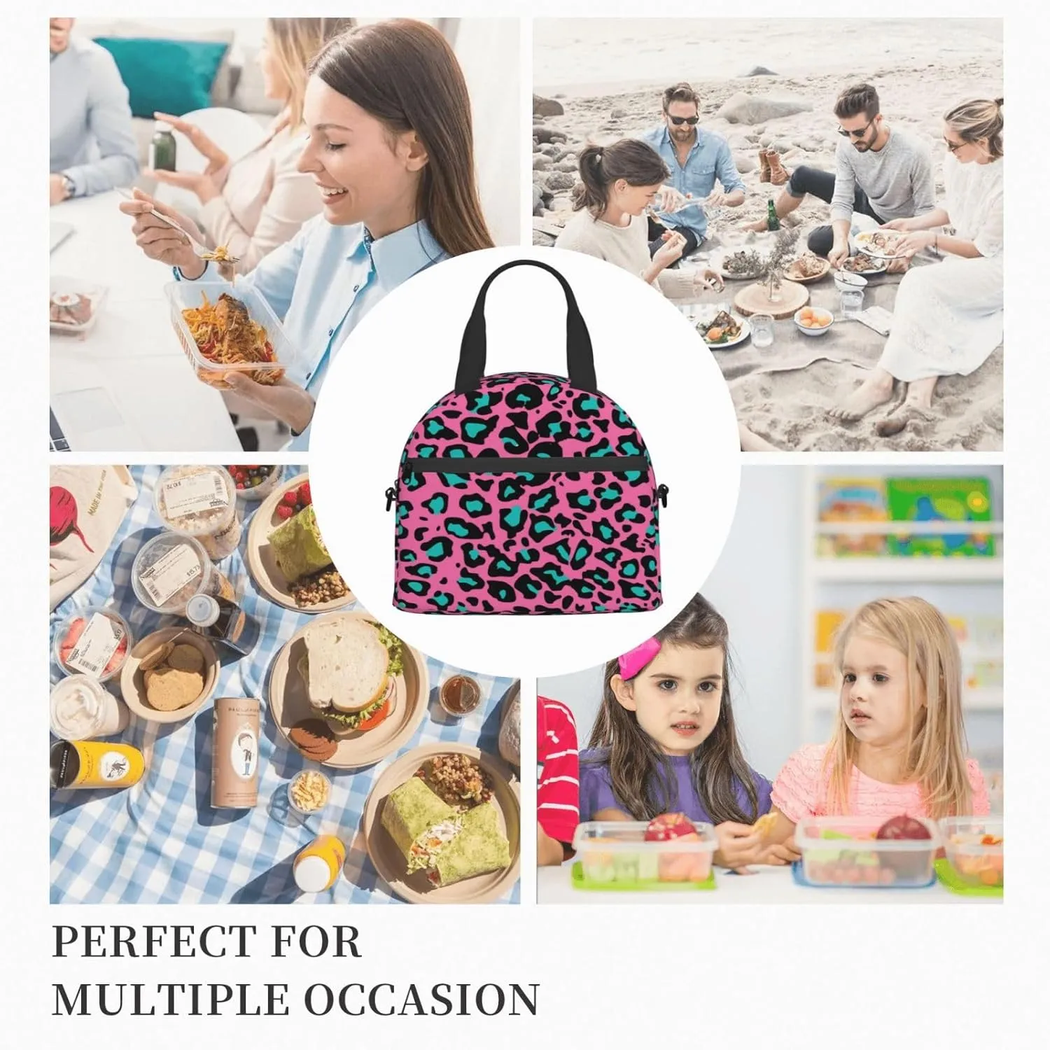 Physics,Insulated Reusable Lunch Bag with Adjustable Shoulder Strap for Adults,Physics Science Themed,Leakproof Office Picnic Hiking Beach Tote Bag,Blue White,9x5x7.8in